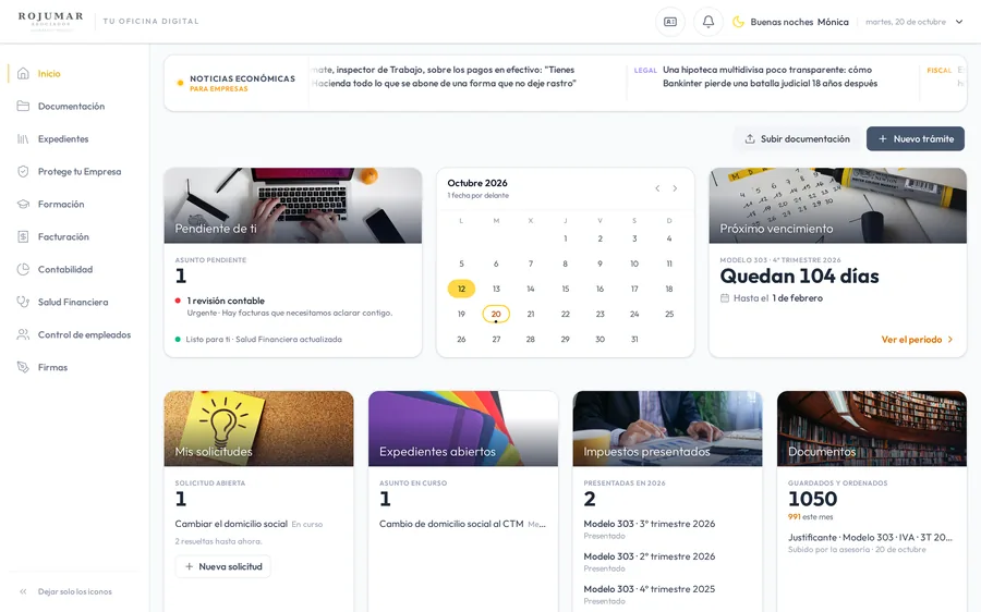 El inicio con la cinta de noticias económicas para empresas